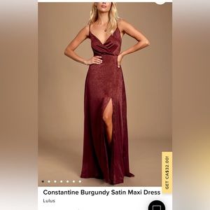 Burgundy satin maxi dress